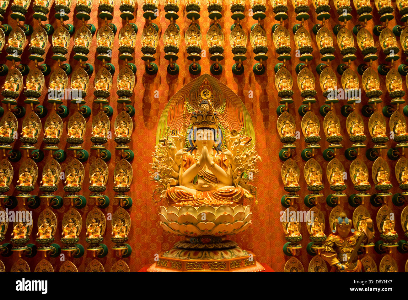 interior fragment of Buddha Tooth Relic Temple located in Singapore's Chinatown. This temple is popular tourist attraction. Stock Photo