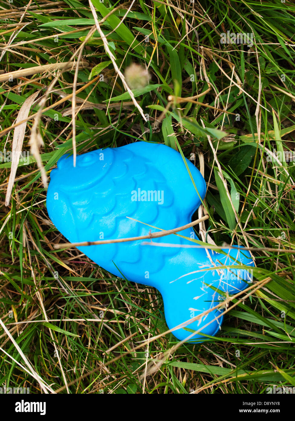 blue fish in grass Stock Photo