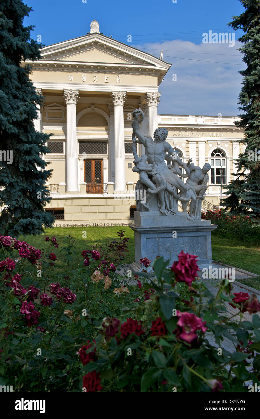 Copy of sculptural group  'Laocoön and His Sons' and Archaeological Museum in Odesa, Ukraine Stock Photo