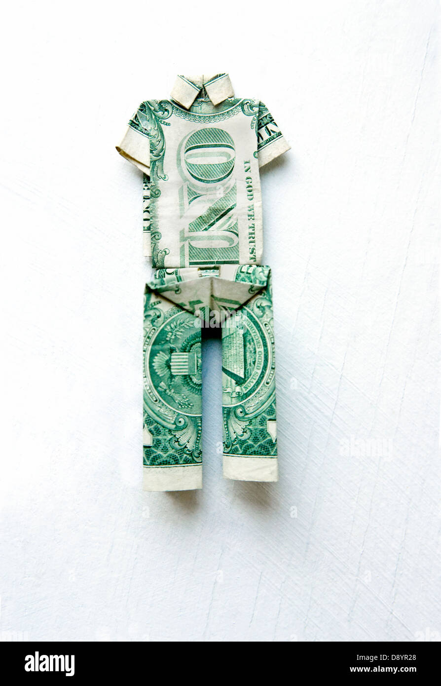Origami one dollar bill shirt and trousers Stock Photo - Alamy