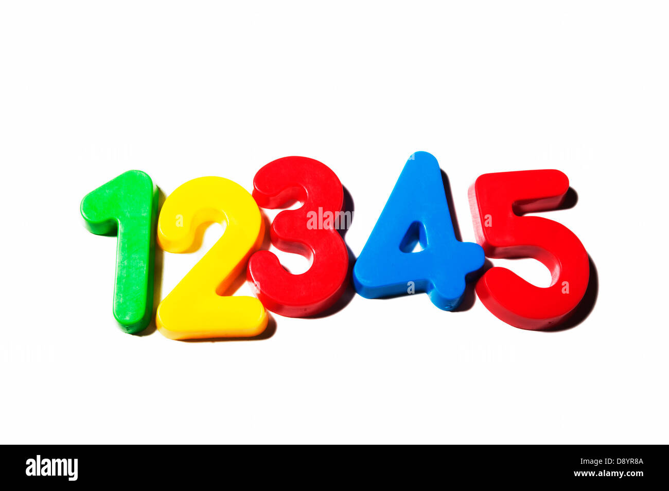 Toy numbers on white background, close-up Stock Photo
