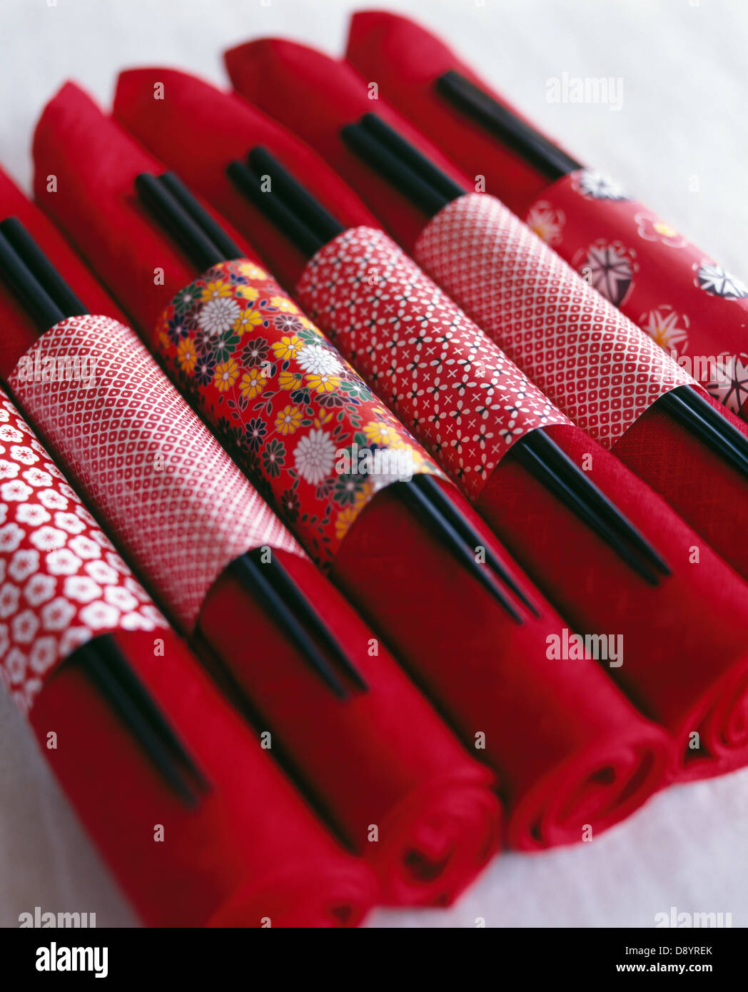 Napkin rolled up with chopsticks Stock Photo Alamy