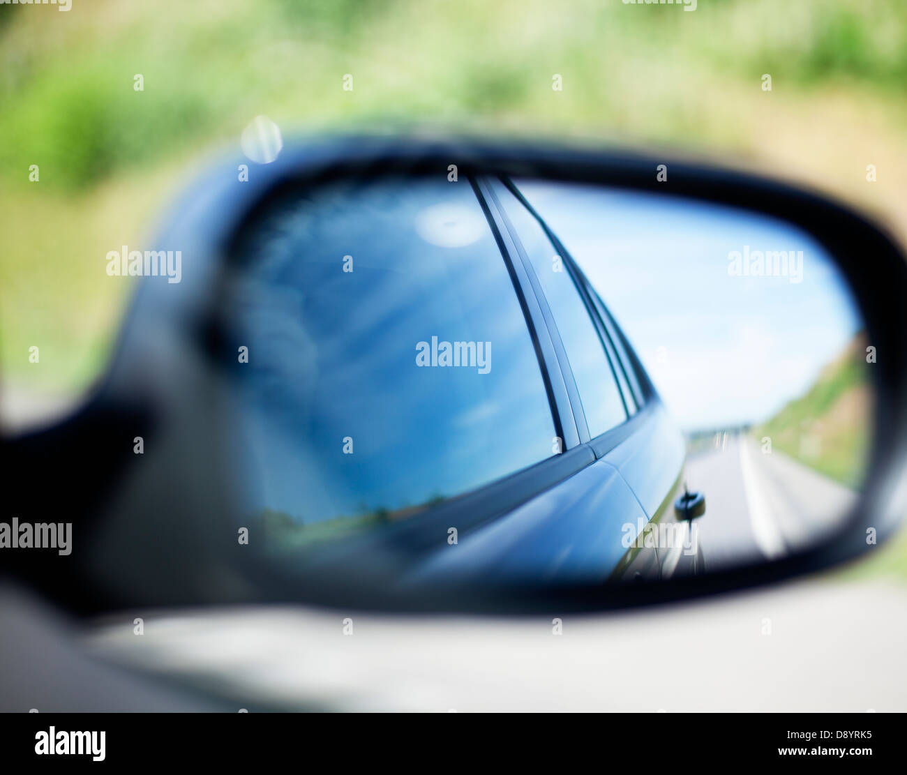 Mirror image on rear view mirror Stock Photo Alamy