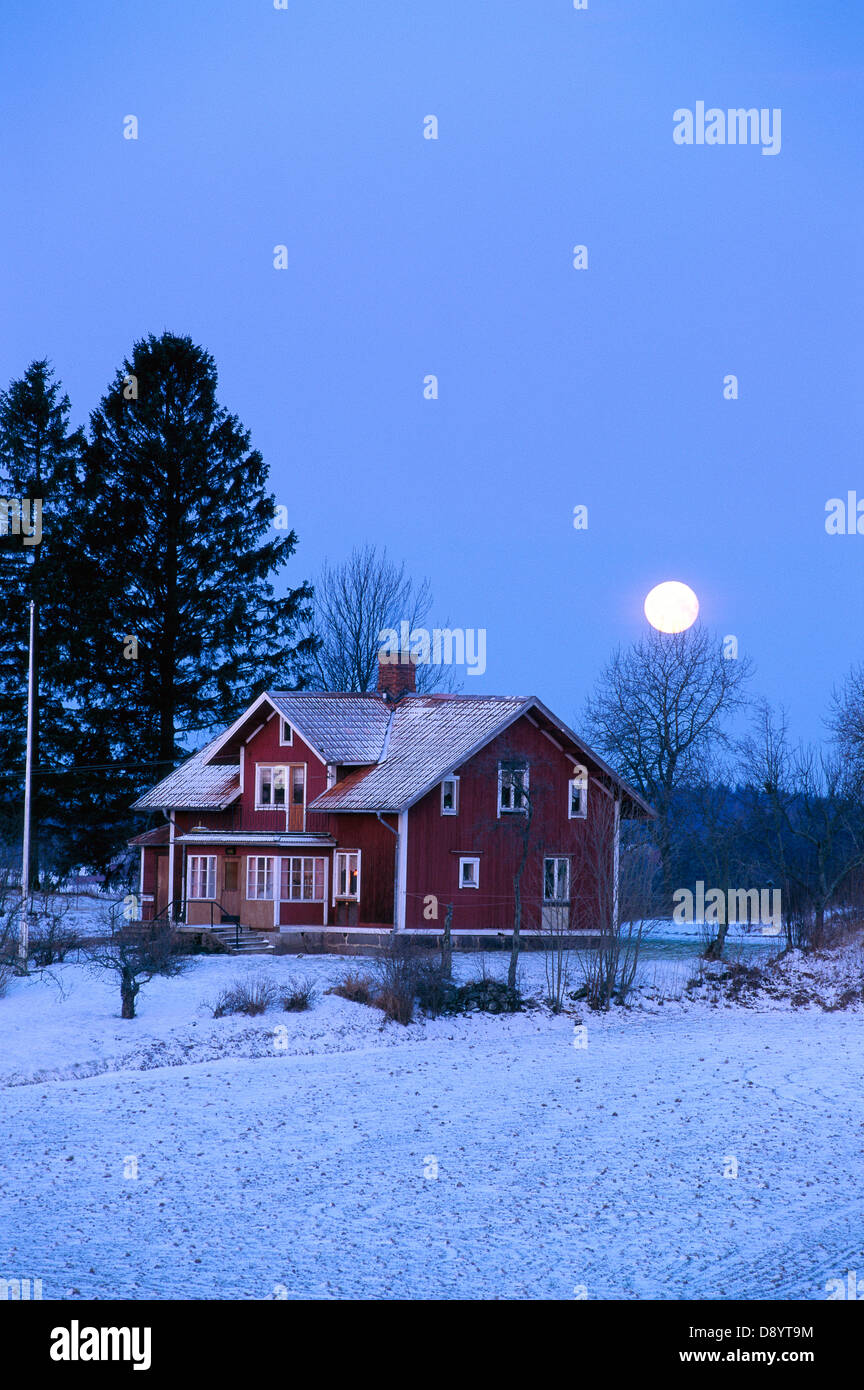 Moonlight over a house Stock Photo Alamy