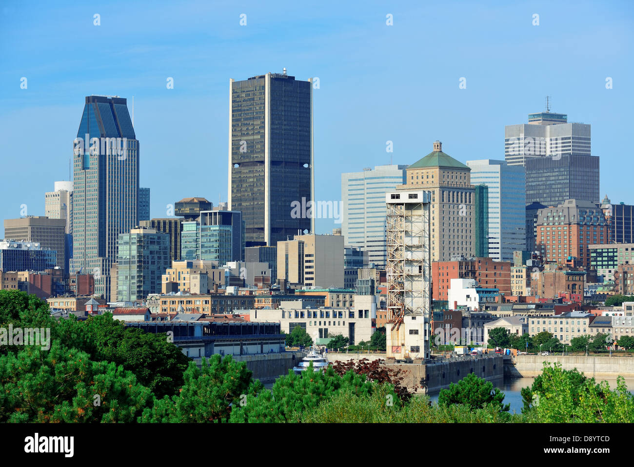 Montreal city skyline in the day with urban buildings Stock Photo