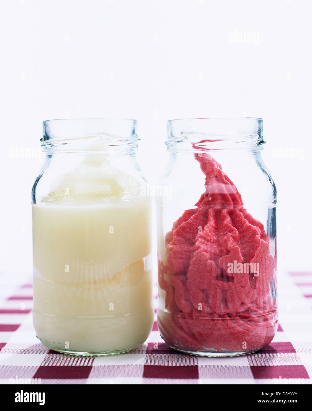 Sorbet in glass jars. Stock Photo