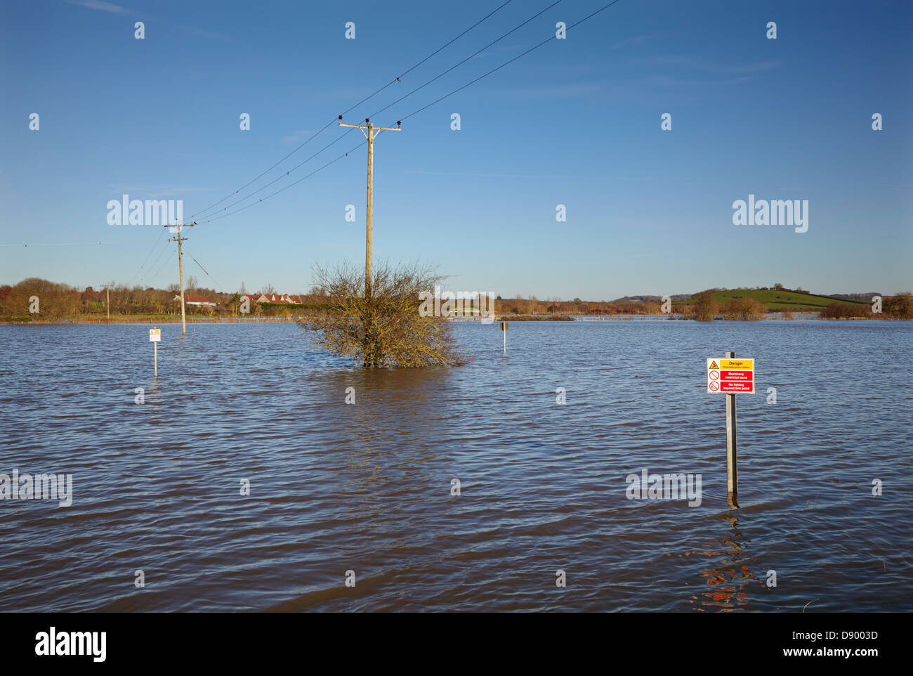 Flooding on farmland along the River Parrett after heavy winter rain