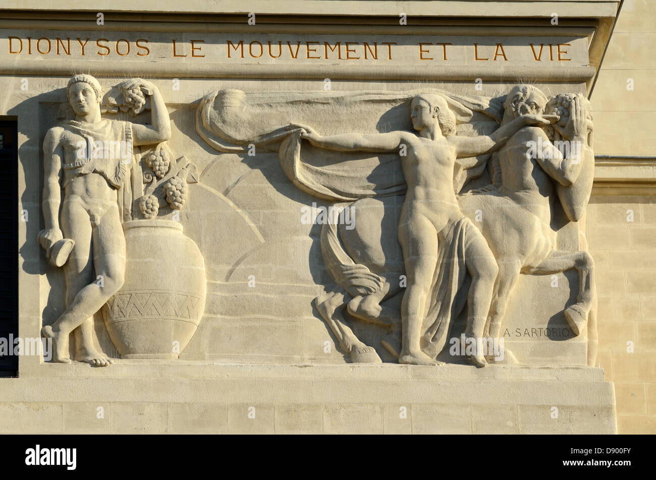Dionysus & Aphrodite Art Deco Bas-Relief Sculptures (1924) on Municipal Opera House Marseille Provence France Stock Photo
