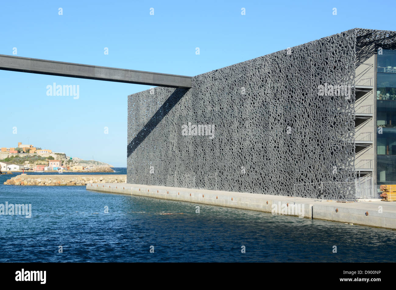 MUCEM Museum with Raised Walkway or Footbridge & Concrete Latticework or Brise-Soleil by Rudy Riccotti Marseille Provence France Stock Photo