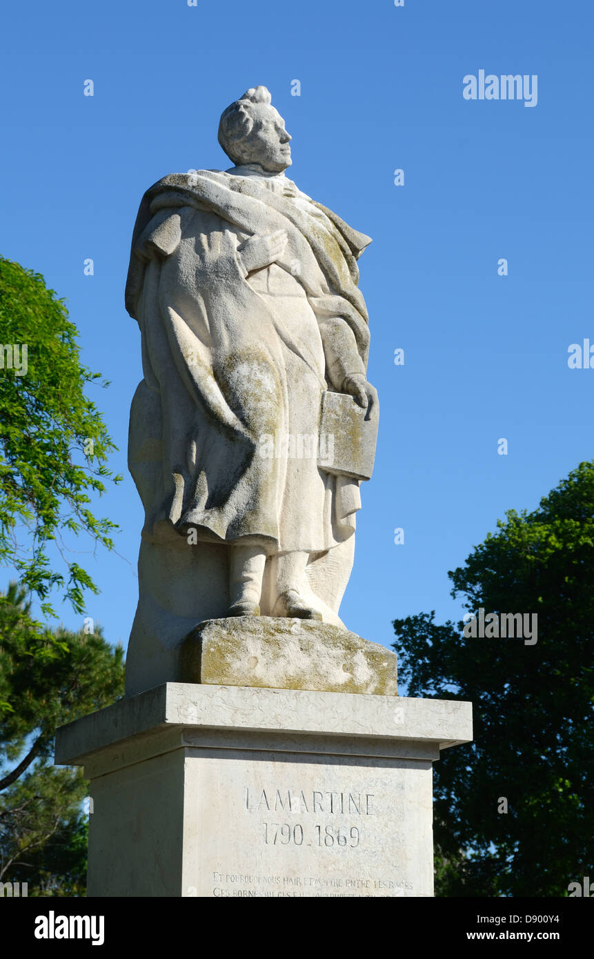 Statue of Alphonse de Lamartine (1790-1869), French Writer, Poet & Politician, in Longchamp Park, Palais Longchamp Marseille Provence France Stock Photo