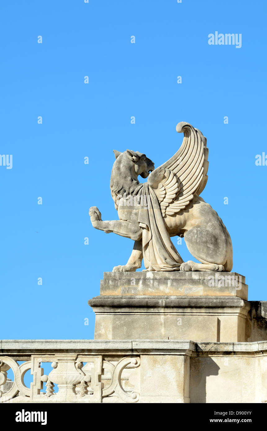 Griffin or Gryphon Sculpture atop Palais Longchamp (1839-1869) Marseille Provence France Stock Photo