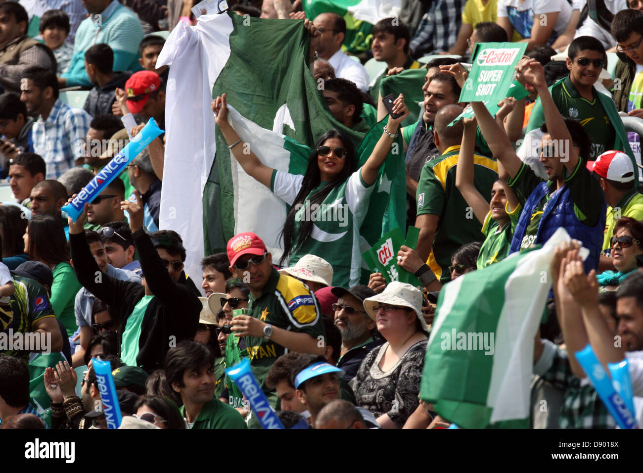 London, UK. 7th June 2013.  Pakistan Fans during the ICC Champions Trophy Group B fixture between Pakistan and West Indies from The Oval. Credit:  Action Plus Sports Images/Alamy Live News Stock Photo