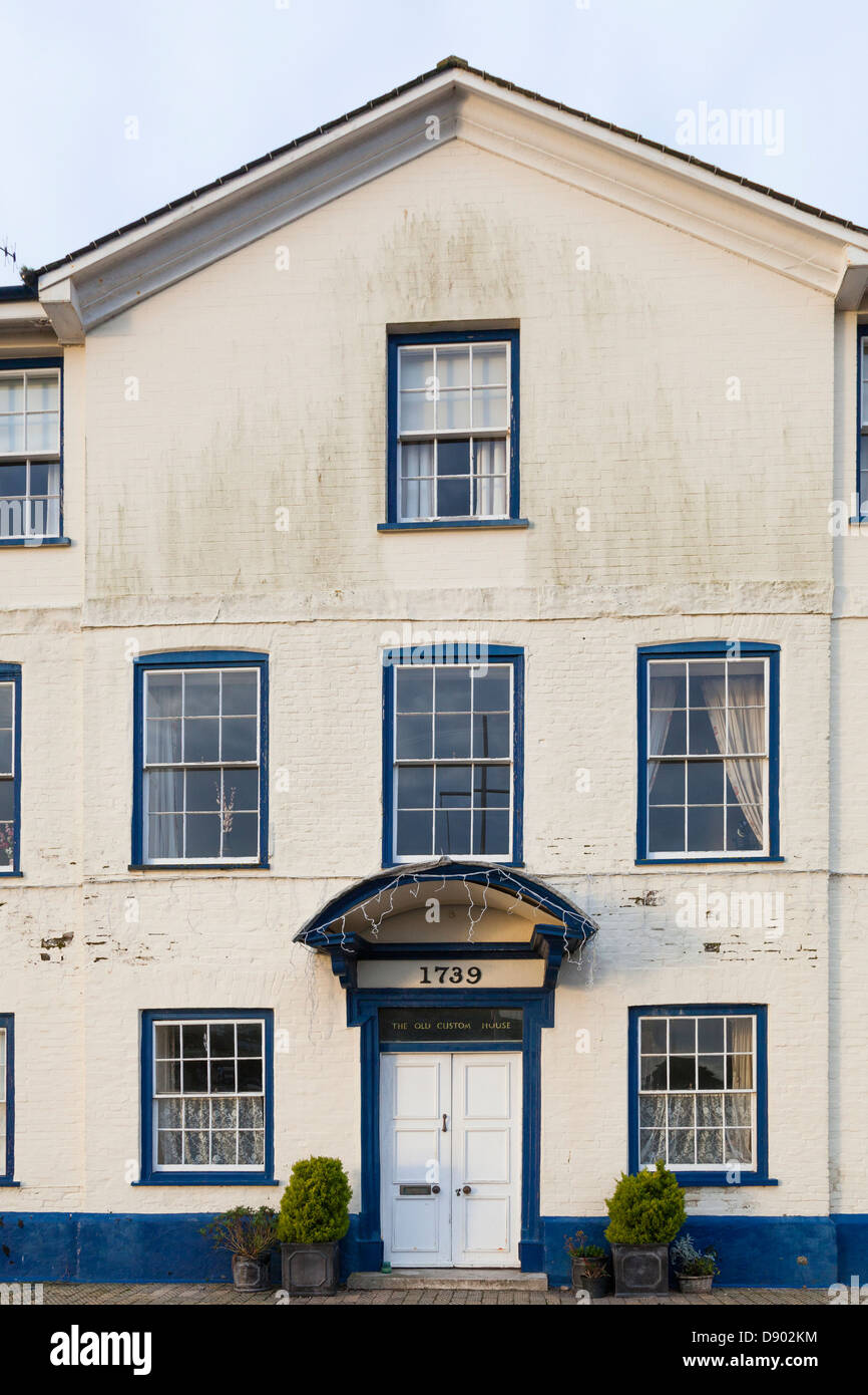 Front facade of the Old Custom House on the quayside in Dartmouth, Devon. Stock Photo