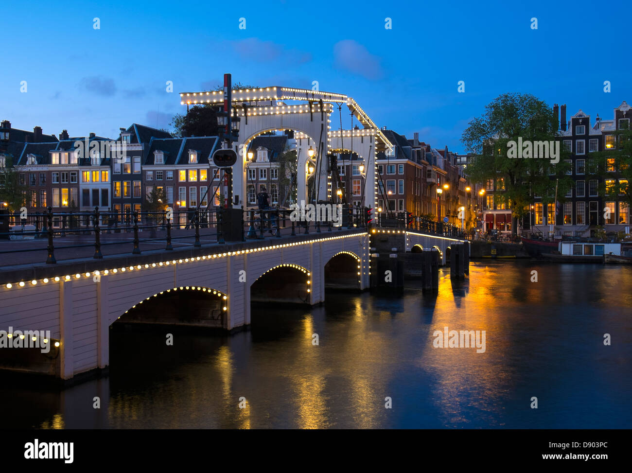 Netherlands, Amsterdam , Magere Brug at twilight Stock Photo