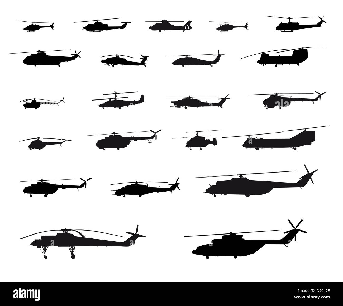Silhouette Of Helicopters Stock Photo