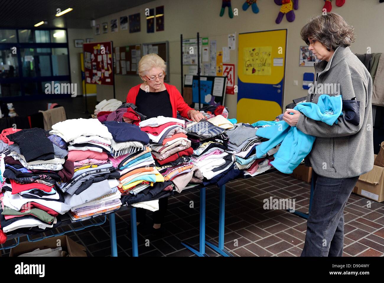 Clothing donations for flood victims are being prepared for collection