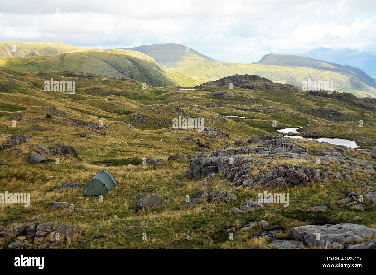 Wild camping in The Lake District, Cumbria.  UK Stock Photo