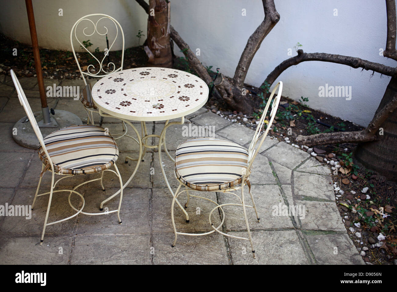 provencal style wrought iron chairs and table Stock Photo