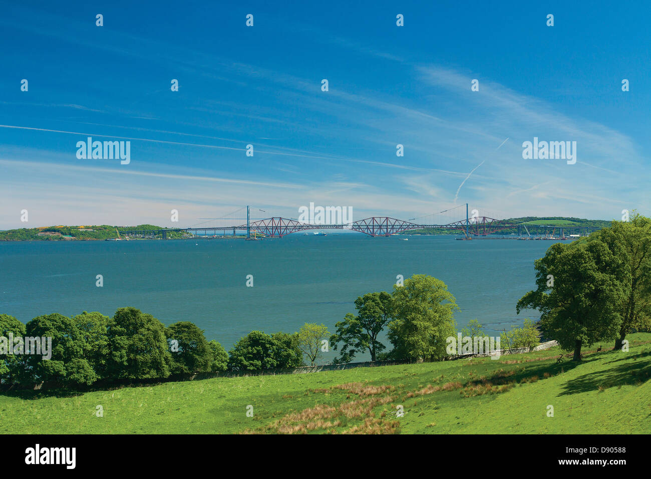 The Firth of Forth and Forth Rail Bridges from Hopetoun House and