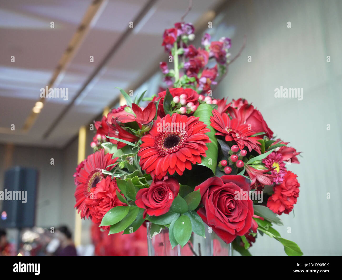 red floral arrangement Stock Photo