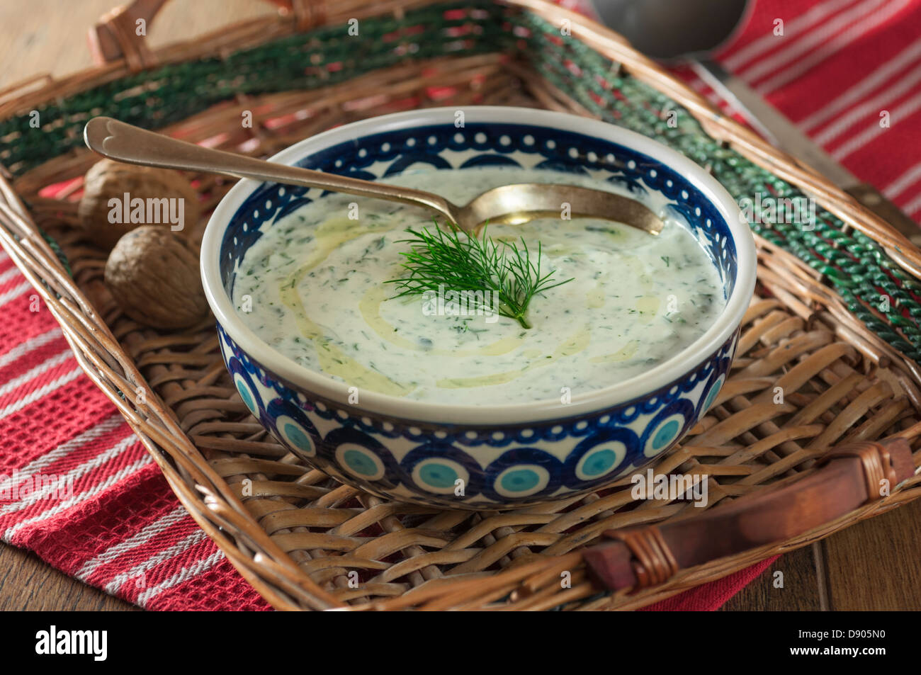 Tarator.Cold cucumber and yoghurt soup. Bulgaria Food Stock Photo