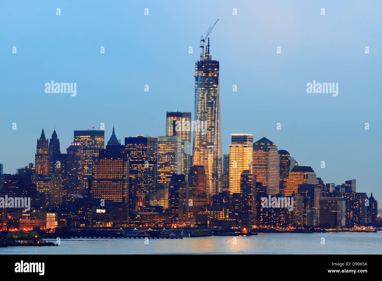 New York City downtown Manhattan at sunset with skyline panorama view ...
