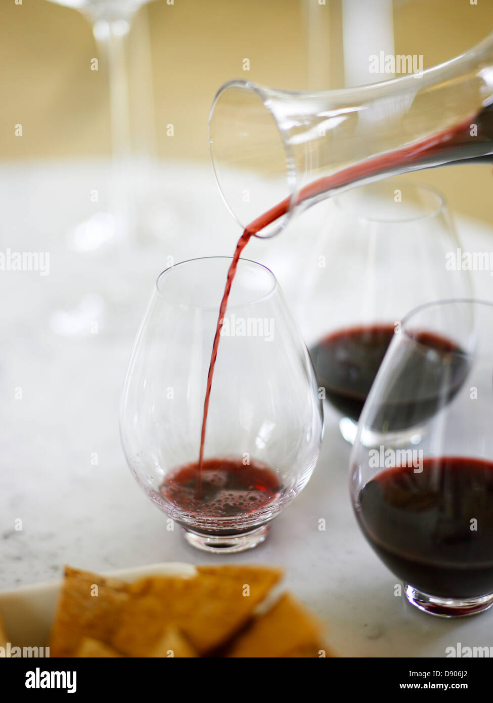 Wine carafe and a wineglass. Stock Photo