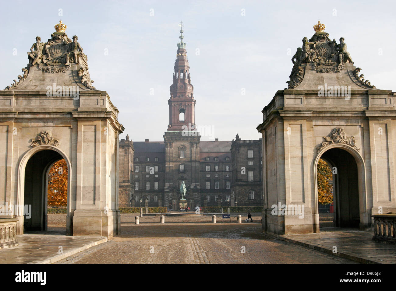 Entrance to the Christiansborg Palace (Christiansborg Slot), Slotsholmen, Copenhagen, Denmark Stock Photo