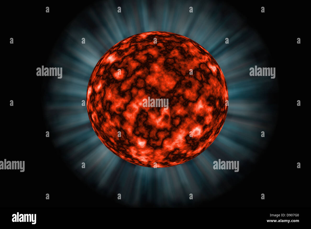 the bright explosion on the unknown planet Stock Photo