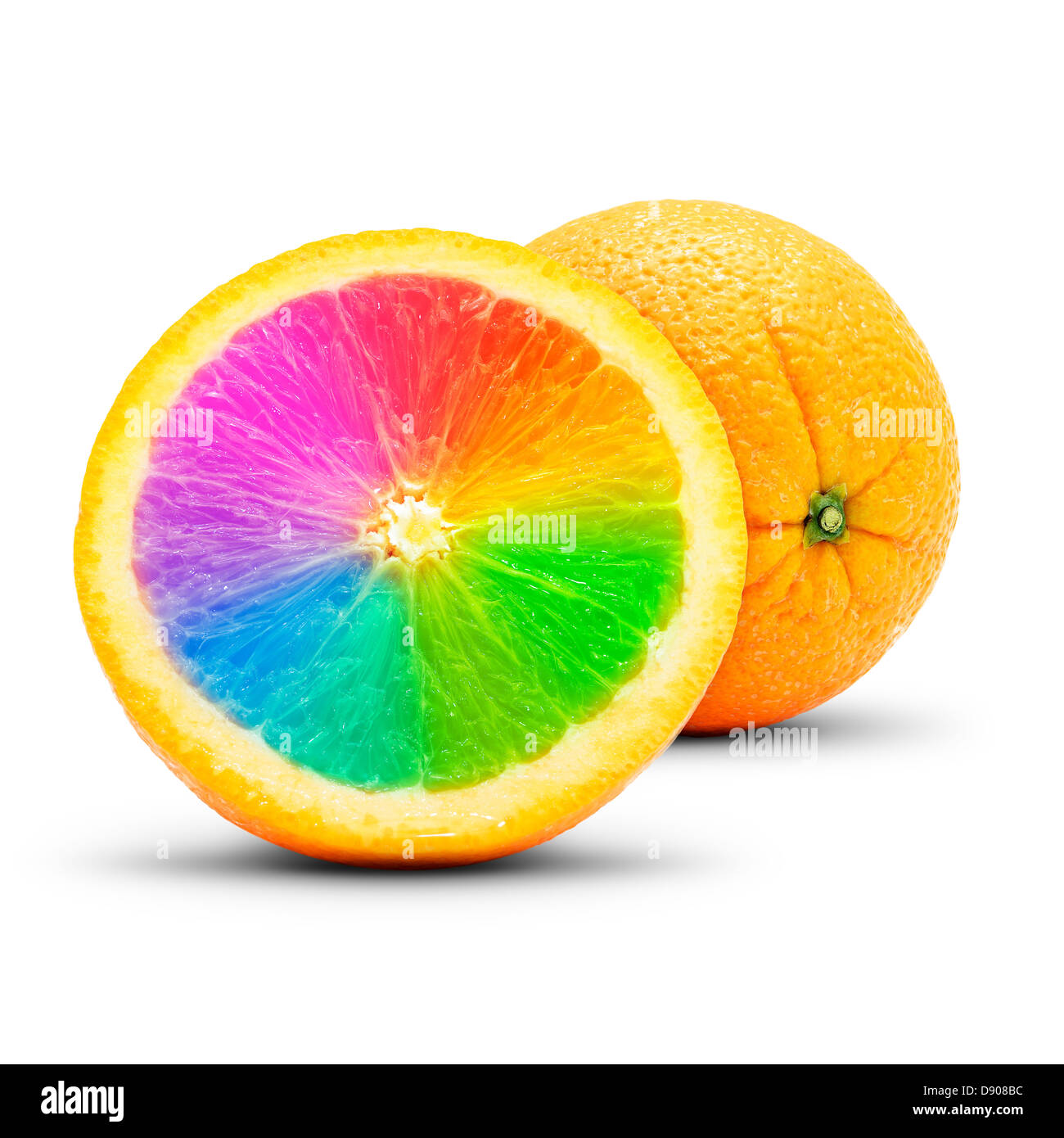 Conceptual orange composition. Isolated on white background. Stock Photo
