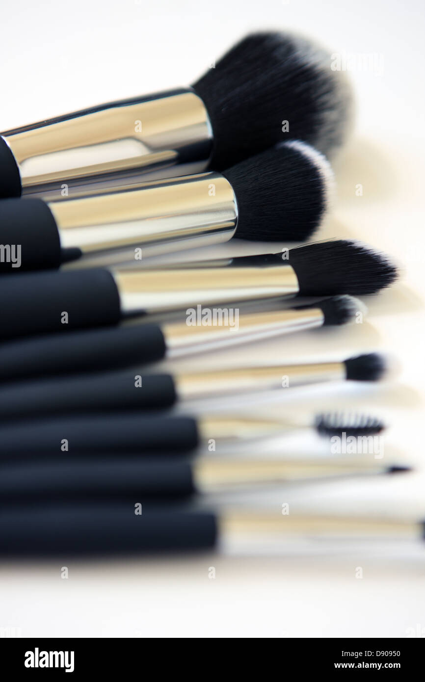 Makeup brushes on a white background Stock Photo