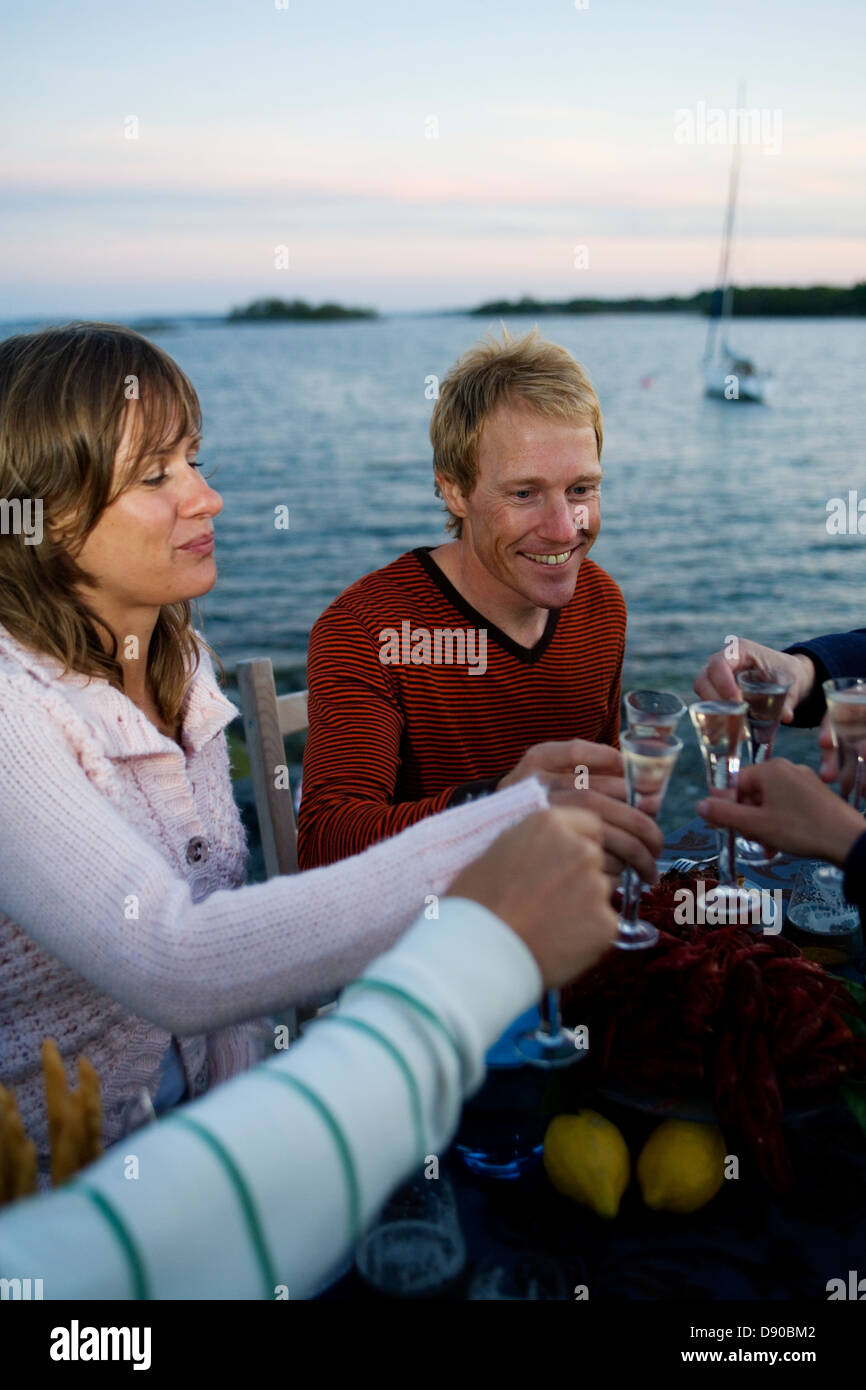 Crayfish party, Fejan, Stockholm archipelago, Sweden. Stock Photo