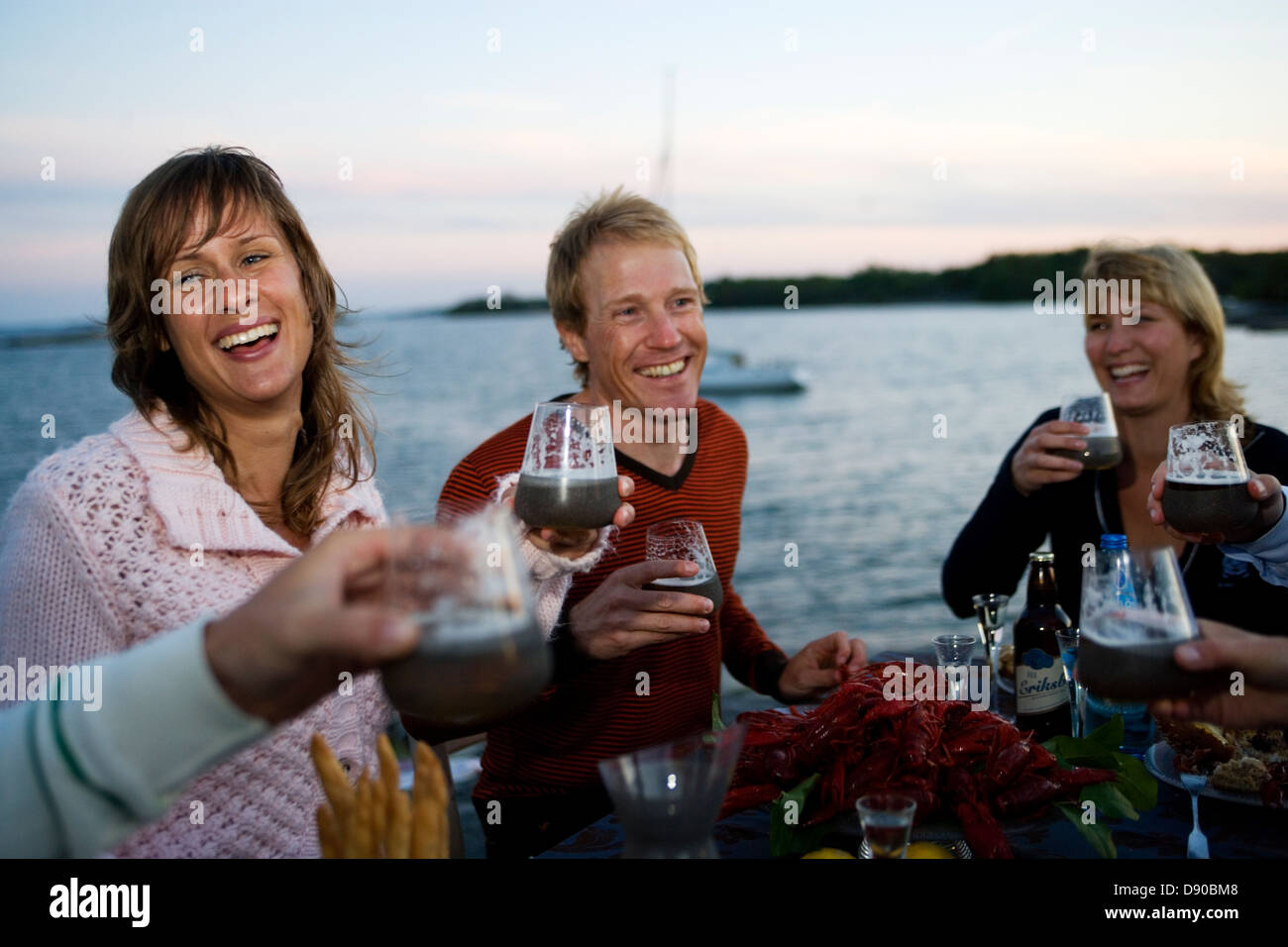 Crayfish party, Fejan, Stockholm archipelago. Stock Photo