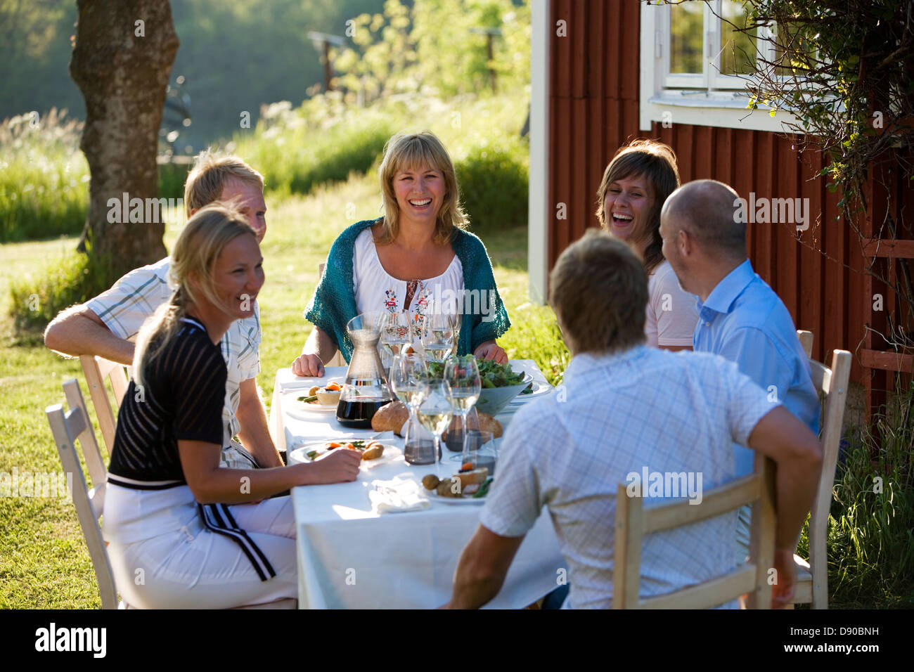 Midsummer in Stockholm archipelago, Sweden. Stock Photo