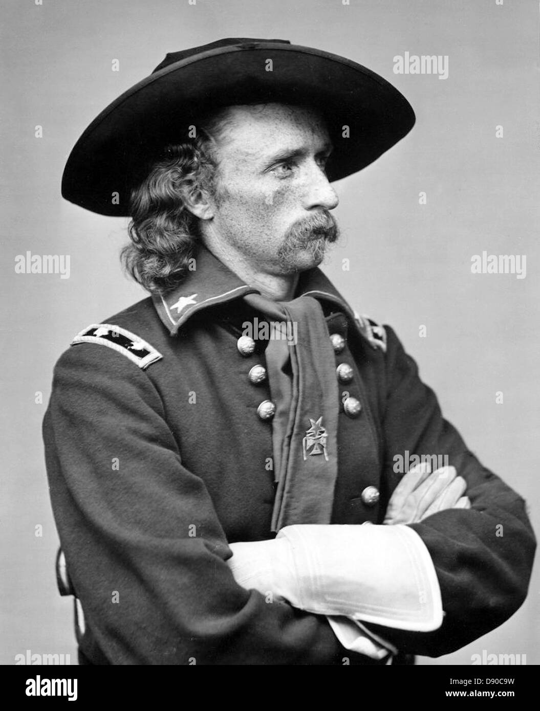 GEORGE ARMSTRONG CUSTER (1839-1876) United States Army officer as a brevet-major about 1865 Stock Photo