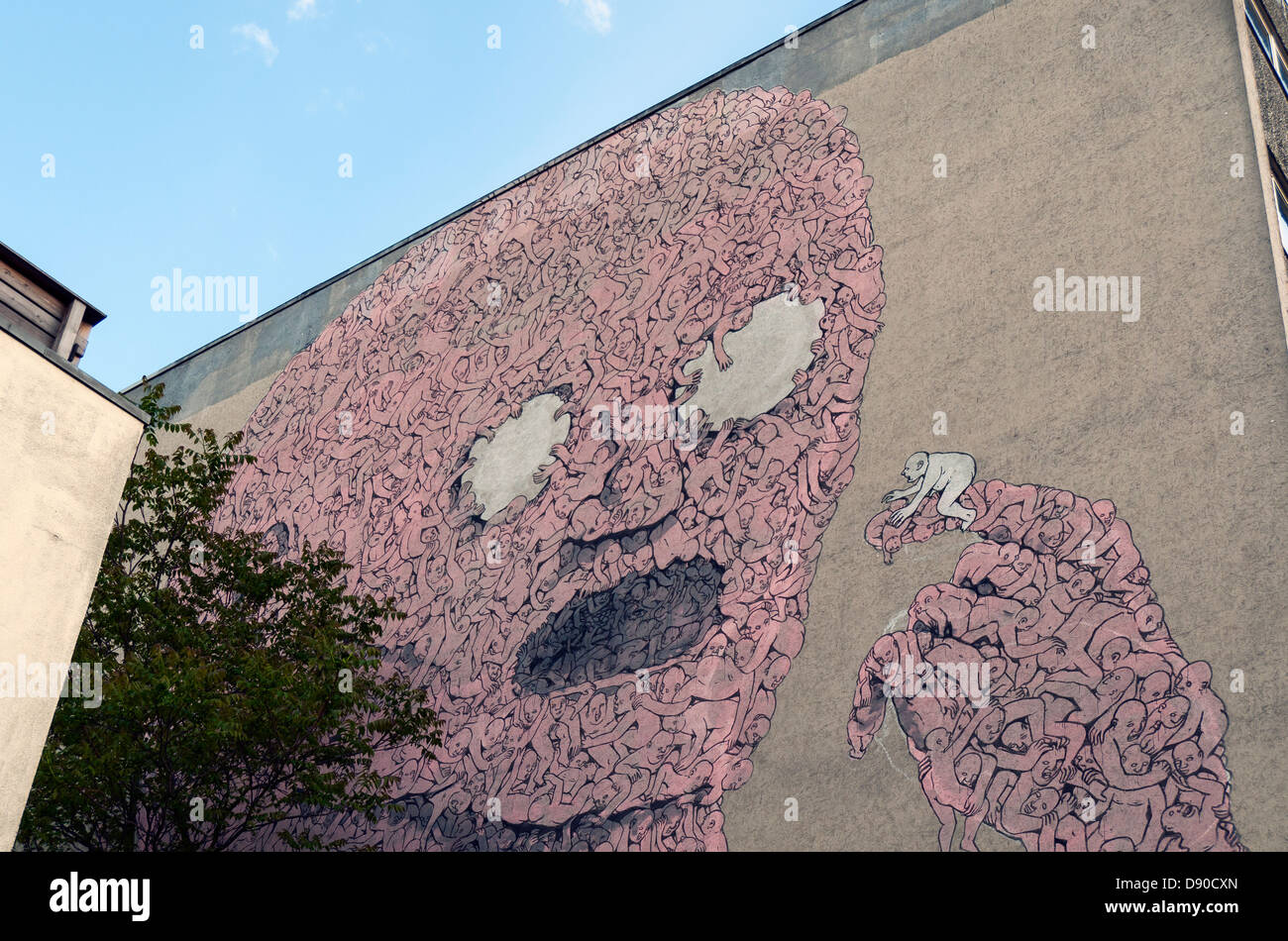 Leviathan Wall Painting by Blu, Kreuzberg Street Art, Berlin, Germany Stock Photo
