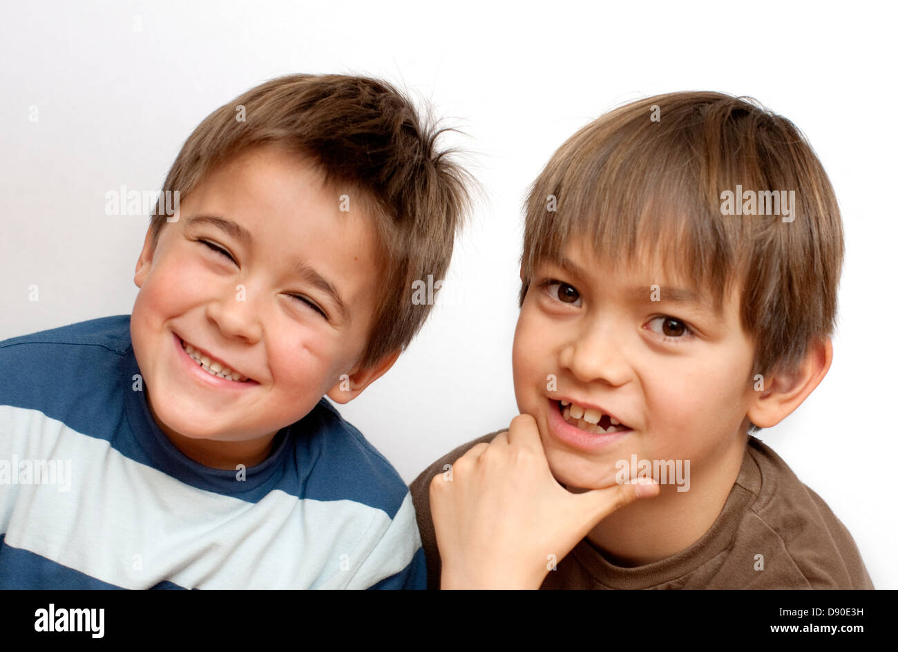 Portrait of two smiling boys, Sweden Stock Photo - Alamy
