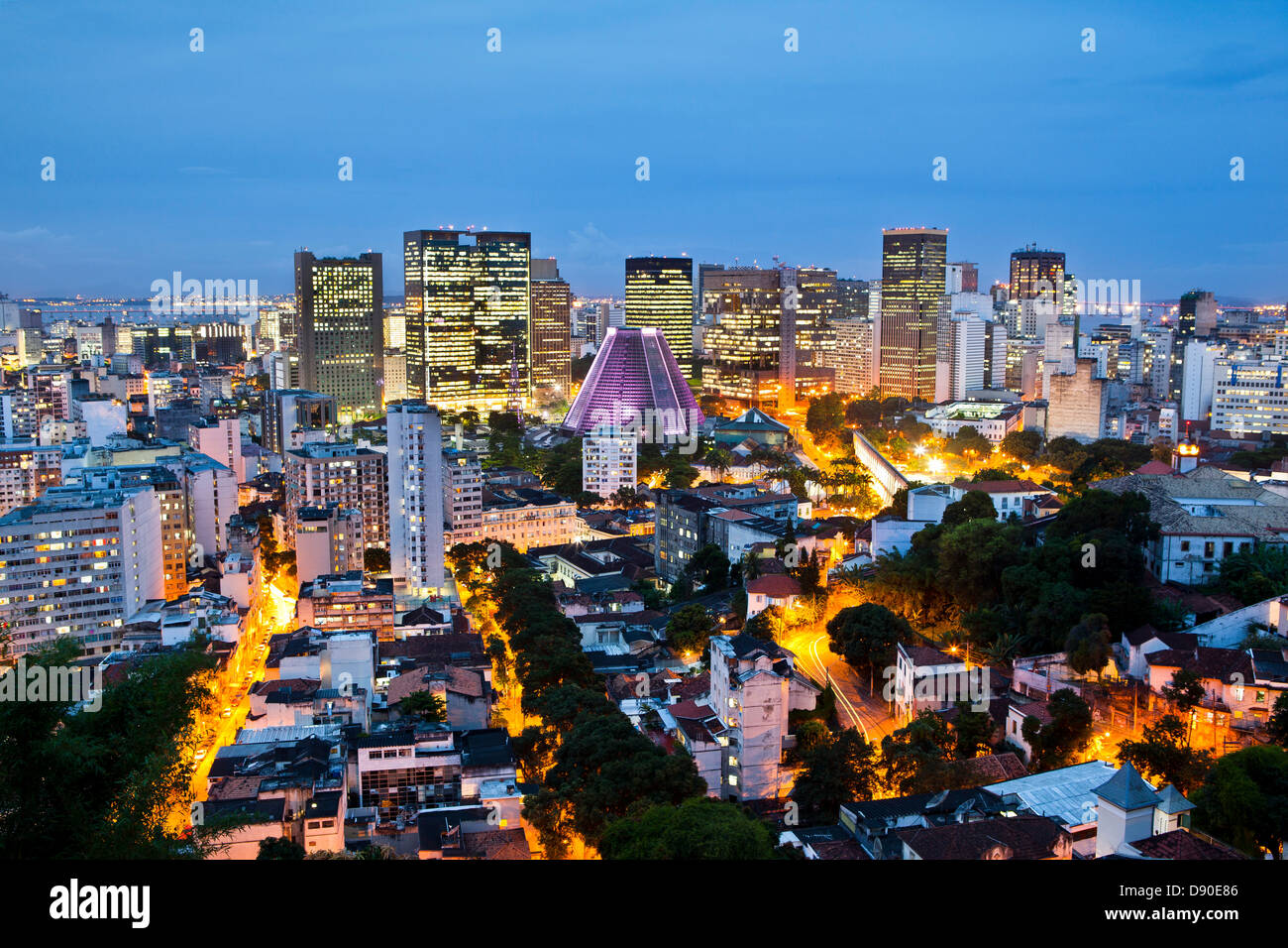 Downtown Rio de Janeiro seen from Santa Teresa neighborhood Metropolitan Cathedral of Rio de