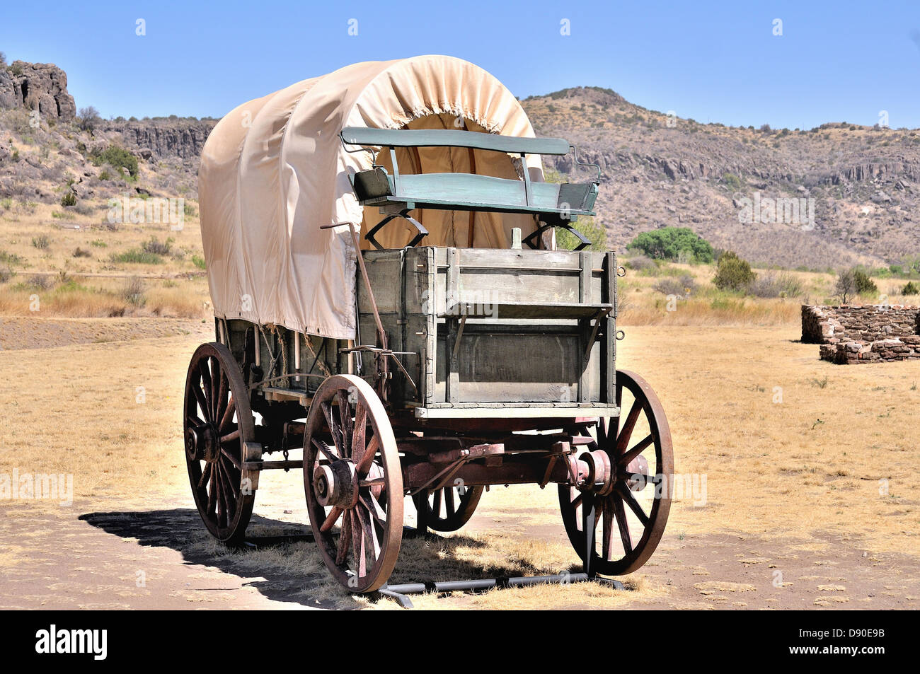 Fort Davis is a restored frontier post dating back to the Indian Wars in Texas, USA Stock Photo