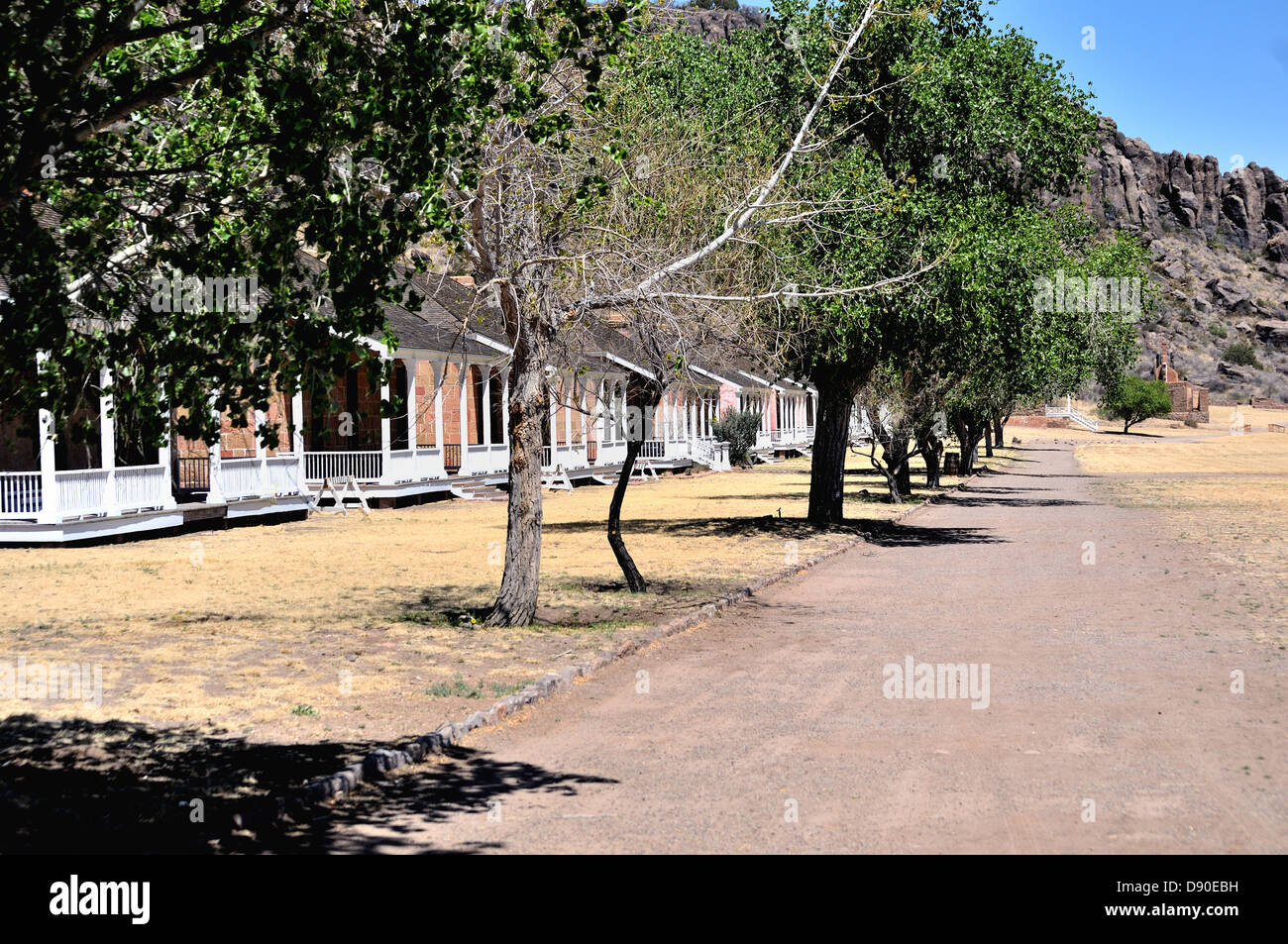 Fort Davis is a restored frontier post dating back to the Indian Wars in Texas, USA Stock Photo