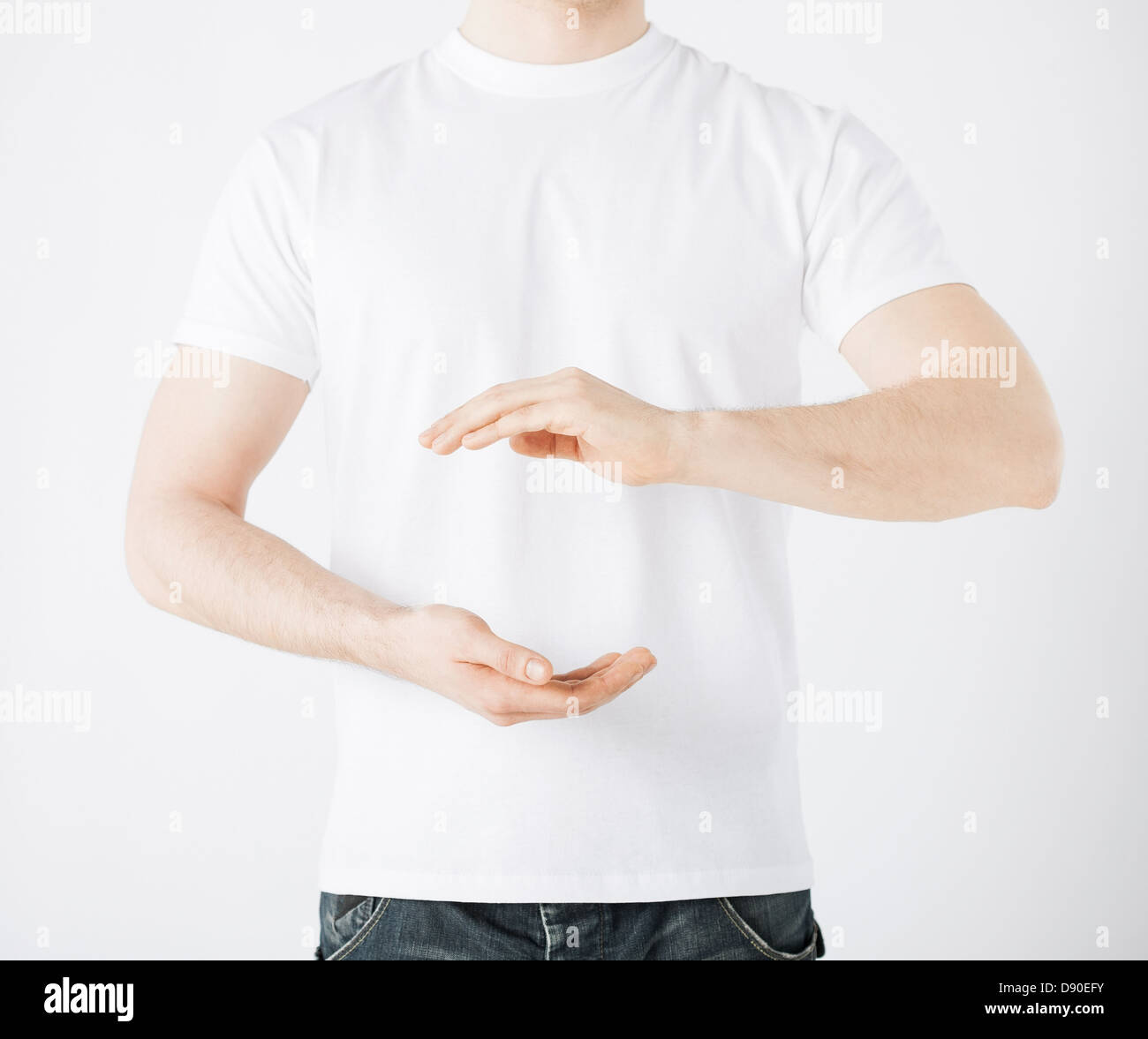 mans hands showing something Stock Photo