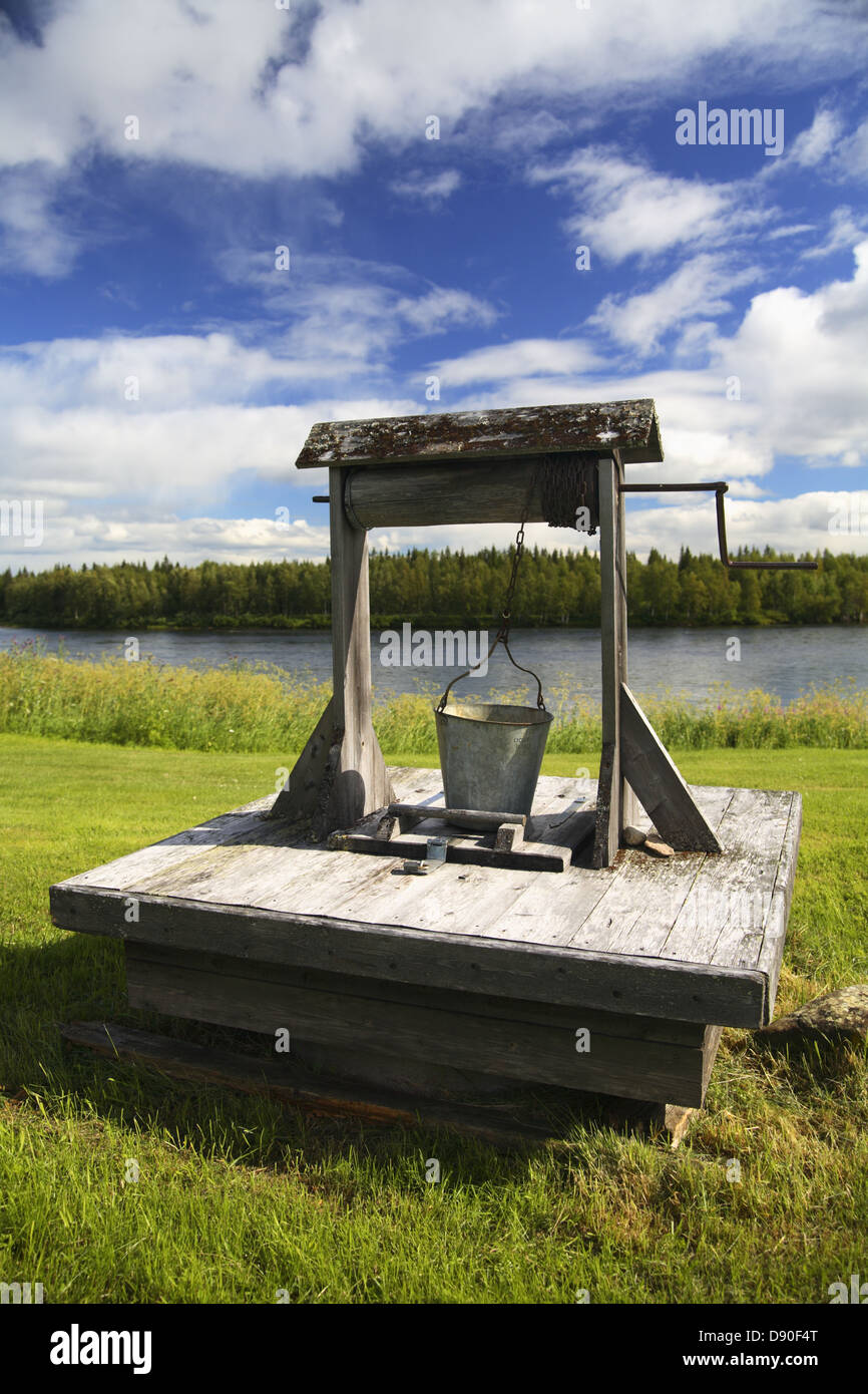 A well in front of Tornealv, Norrbotten, Sweden. Stock Photo