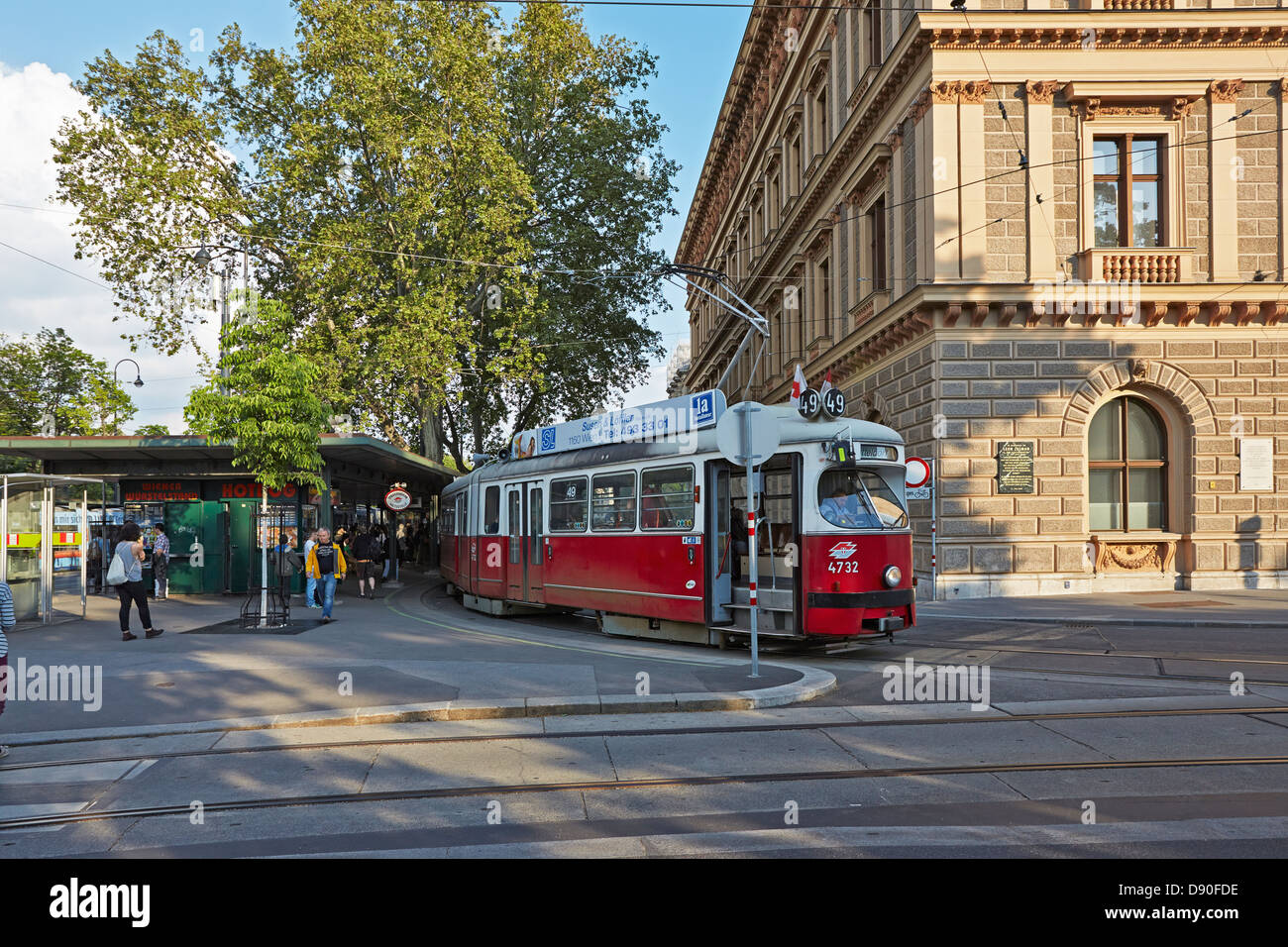 Vienna number 49 tram near Palais Epstein building Stock Photo