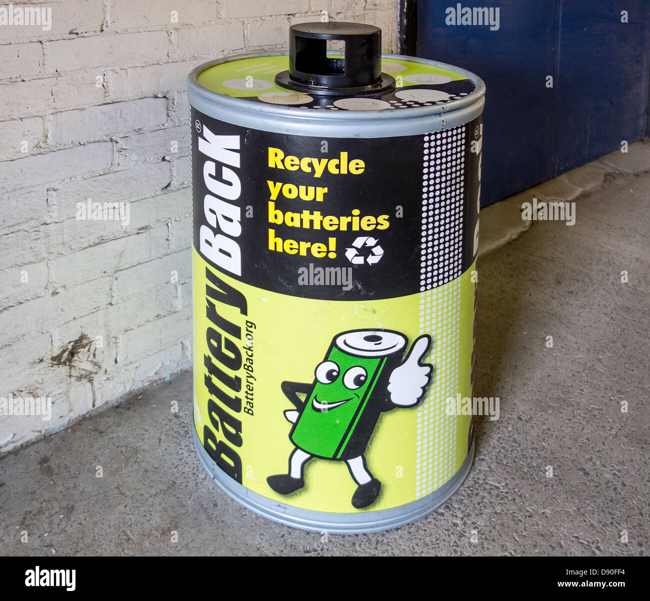Battery Recycling Container Stock Photo