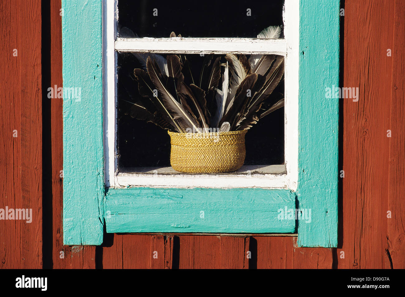 A window in a red cottage, Sweden Stock Photo Alamy