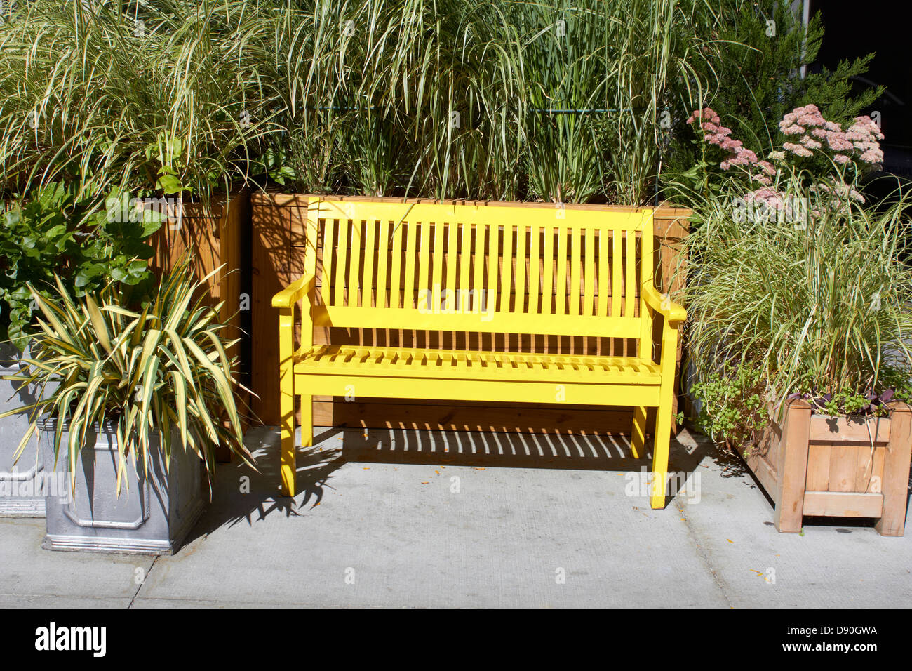 Yellow bench Stock Photo