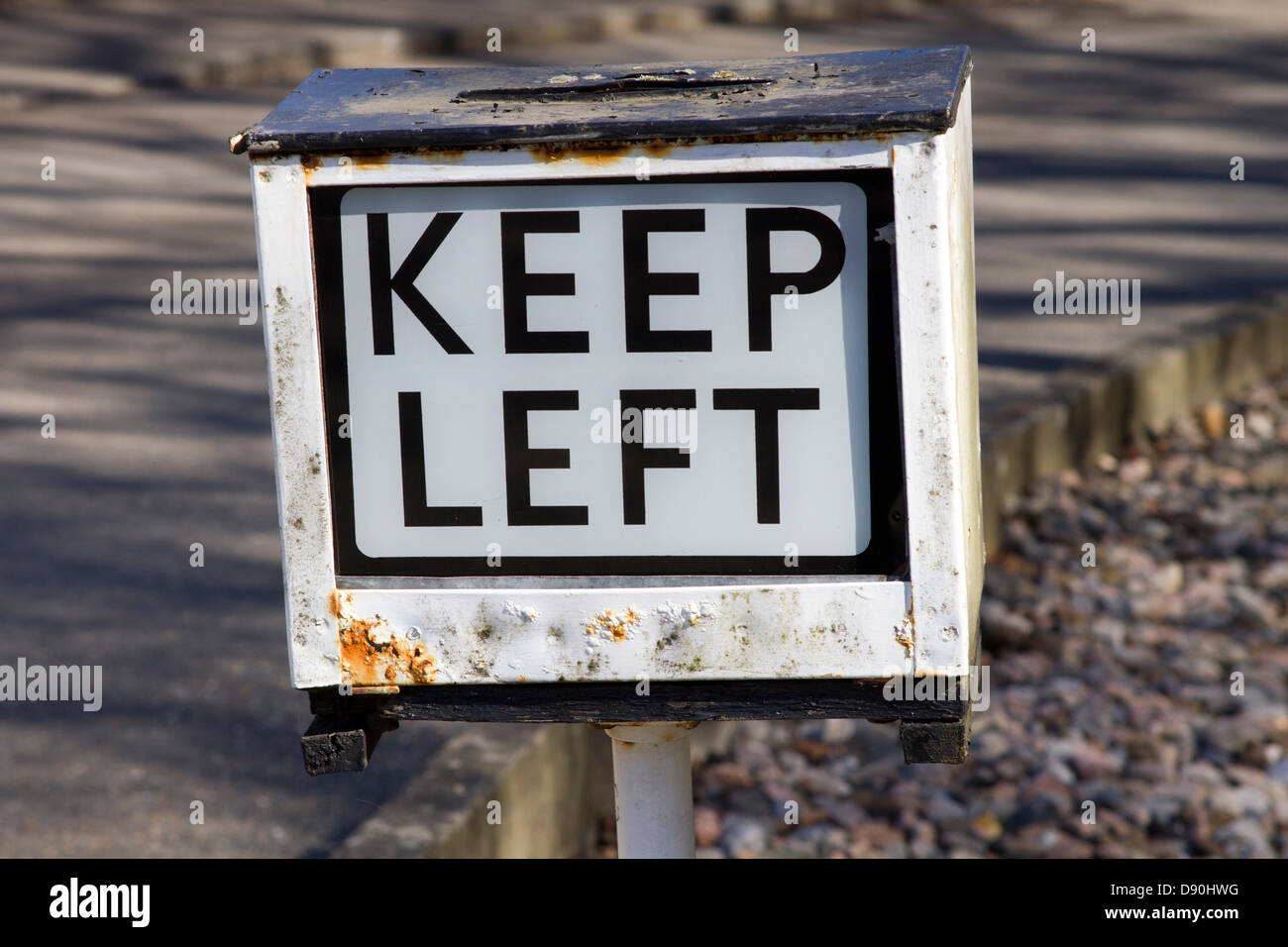 Old English Keep Left sign from about the 1950s Stock Photo