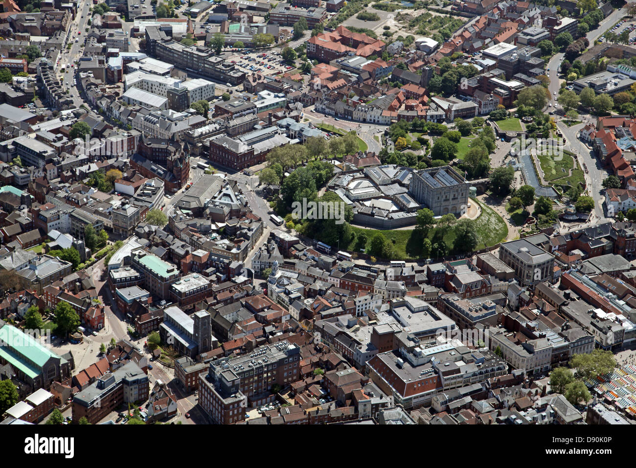 aerial view of Norwich city centre Stock Photo