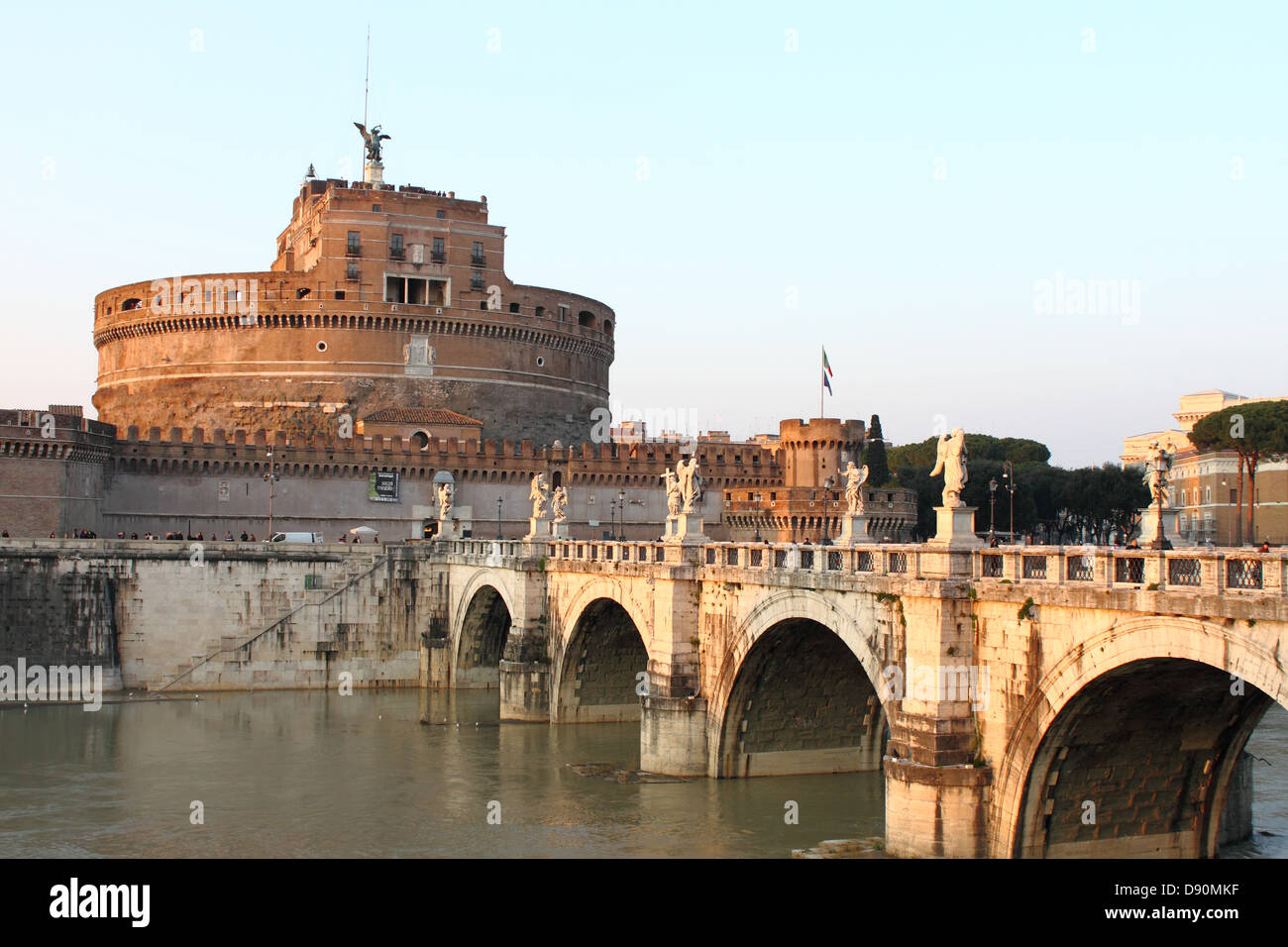 Saint Angel Castle and the Angels bridge in Rome, Italy Stock Photo - Alamy