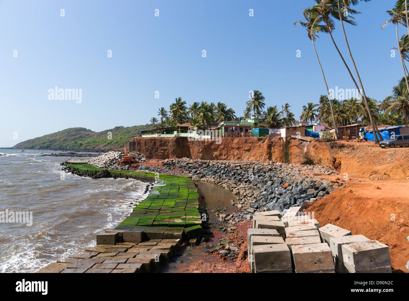 Anjuna was start of the hippy trail to Goa in the sixties. Stock Photo